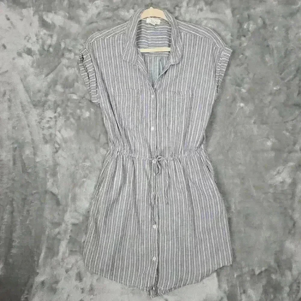 Japna Dress Womens L Striped Shirt Dress Mini Casual